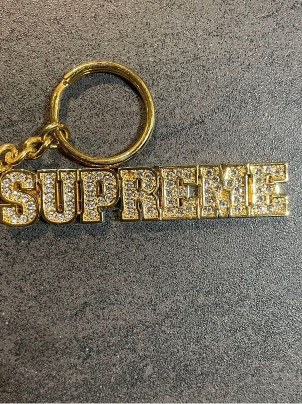 Supreme Gold Crystal Logo Key Ring